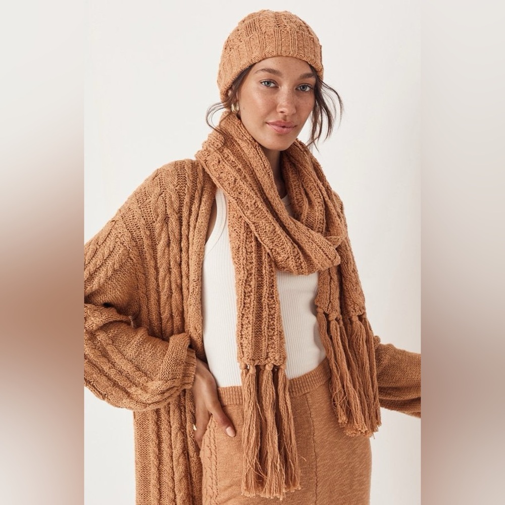 Spell Yellowstone Knit Scarf in Caramel